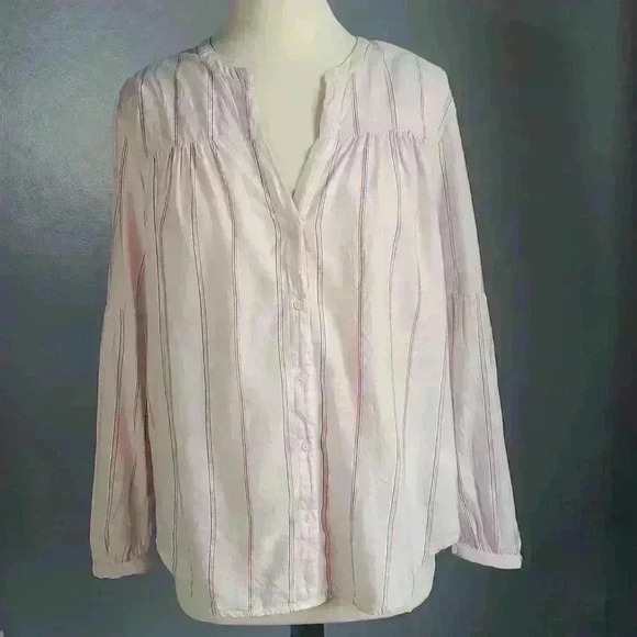Old Navy Pink Striped Button Up Shirt *Beachy* ~Barbiecore~ sz L - Picture 2 of 12